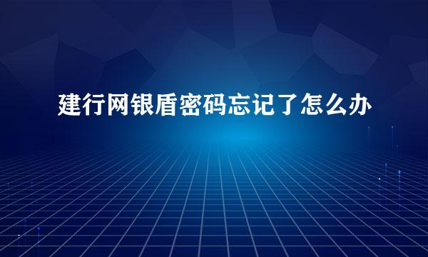 建行网银盾密码忘记了怎么办