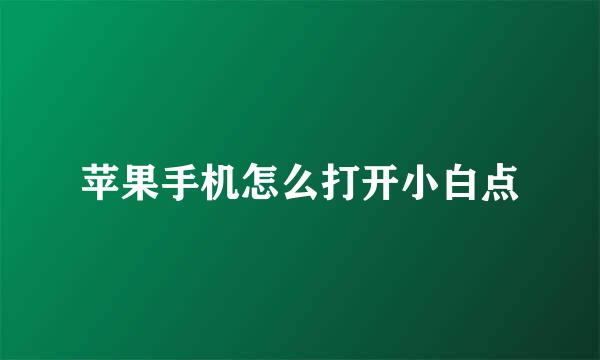 苹果手机怎么打开小白点