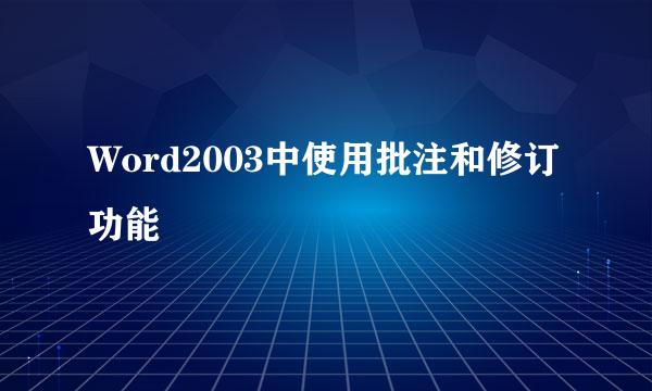 Word2003中使用批注和修订功能