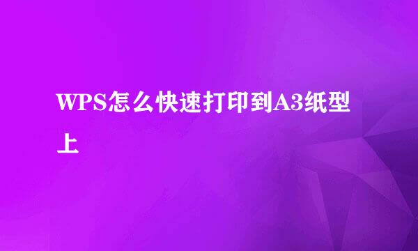 WPS怎么快速打印到A3纸型上