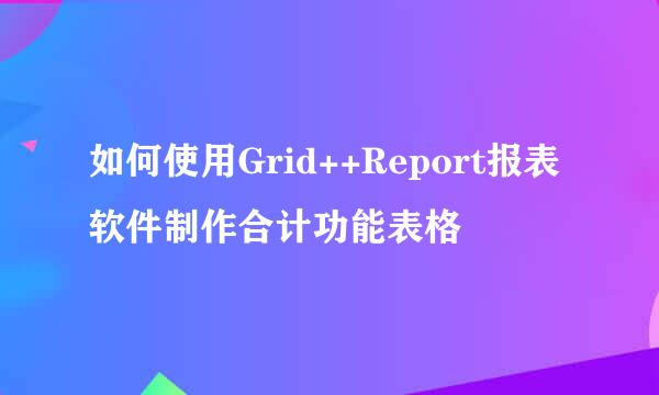 如何使用Grid++Report报表软件制作合计功能表格