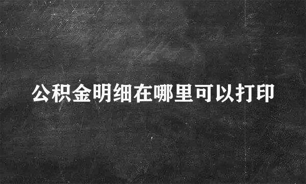 公积金明细在哪里可以打印