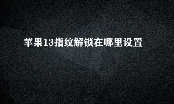 苹果13指纹解锁在哪里设置