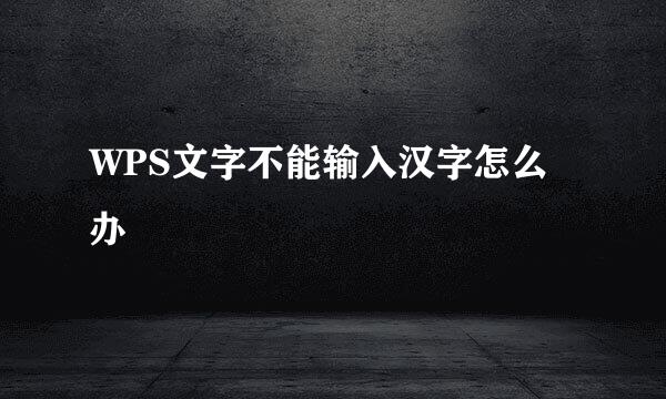 WPS文字不能输入汉字怎么办