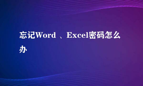 忘记Word 、Excel密码怎么办