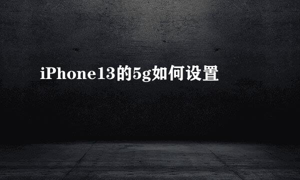 iPhone13的5g如何设置