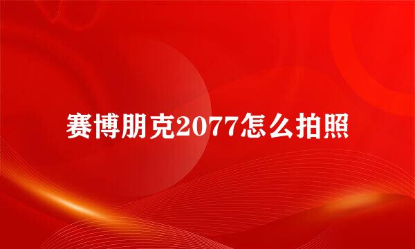 赛博朋克2077怎么拍照