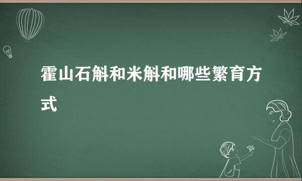 霍山石斛和米斛和哪些繁育方式