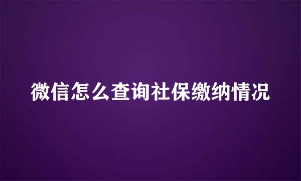 微信怎么查询社保缴纳情况