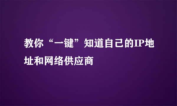 教你“一键”知道自己的IP地址和网络供应商