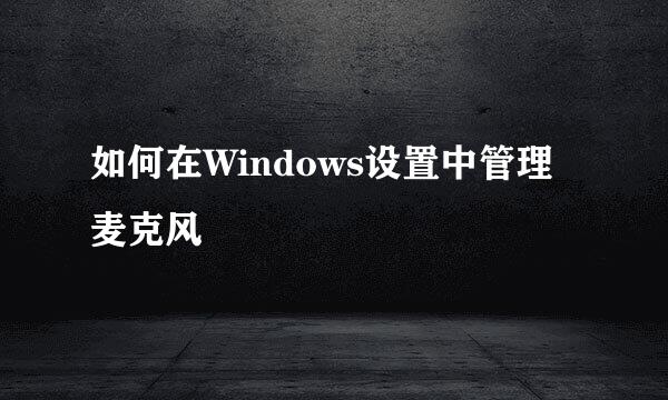 如何在Windows设置中管理麦克风