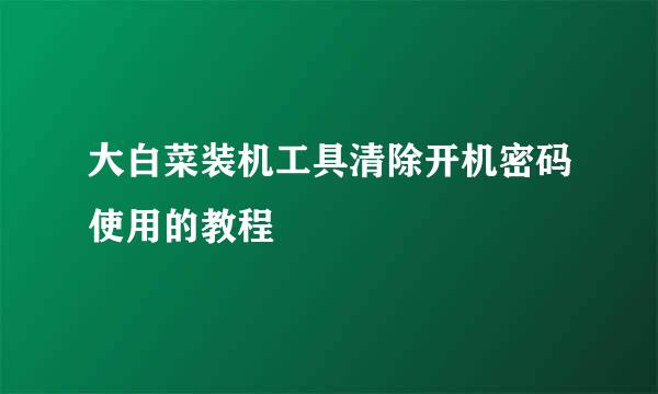 大白菜装机工具清除开机密码使用的教程