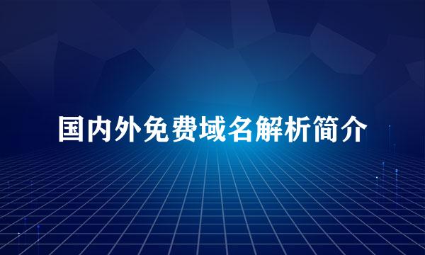 国内外免费域名解析简介