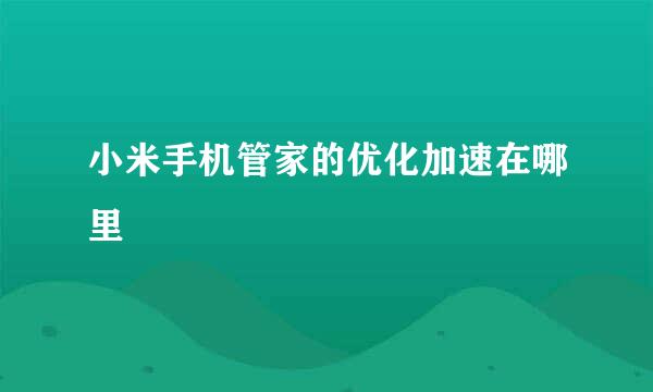 小米手机管家的优化加速在哪里