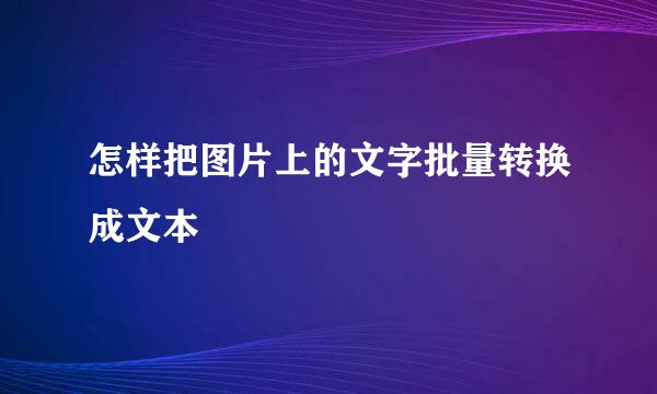 怎样把图片上的文字批量转换成文本