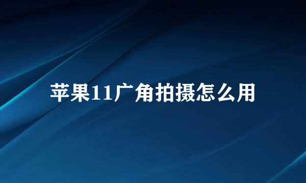 苹果11广角拍摄怎么用