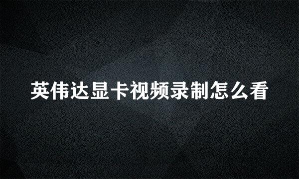 英伟达显卡视频录制怎么看