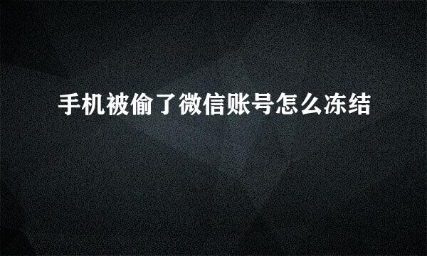 手机被偷了微信账号怎么冻结