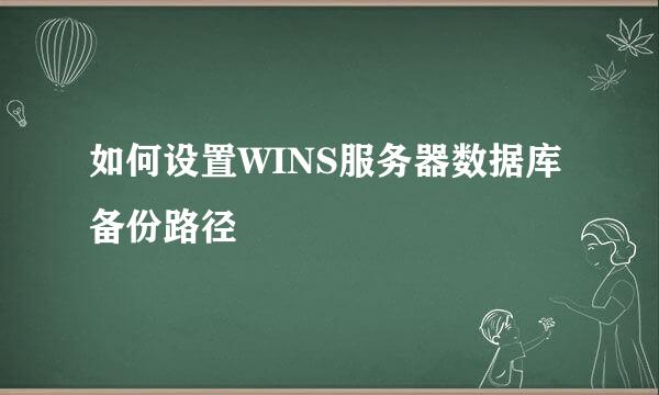 如何设置WINS服务器数据库备份路径
