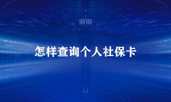 怎样查询个人社保卡
