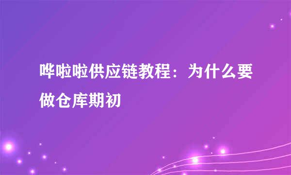 哗啦啦供应链教程：为什么要做仓库期初