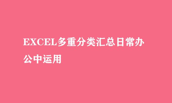 EXCEL多重分类汇总日常办公中运用