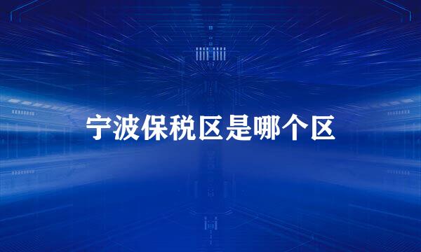 宁波保税区是哪个区