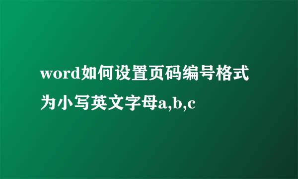 word如何设置页码编号格式为小写英文字母a,b,c