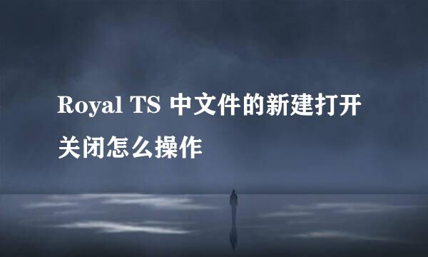 Royal TS 中文件的新建打开关闭怎么操作