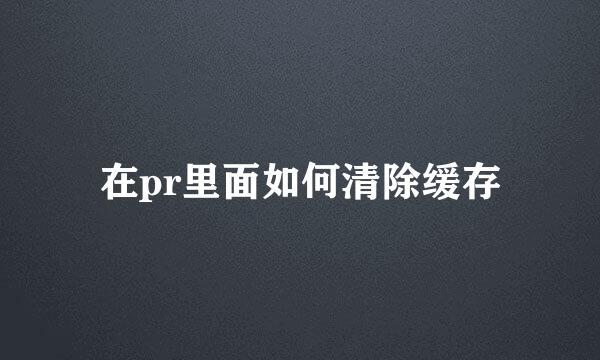 在pr里面如何清除缓存