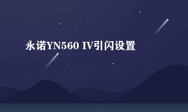 永诺YN560 IV引闪设置