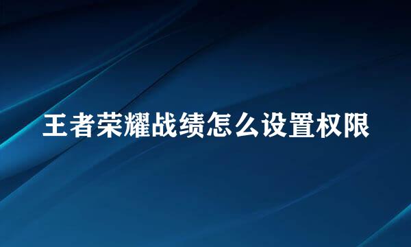 王者荣耀战绩怎么设置权限