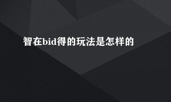 智在bid得的玩法是怎样的