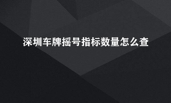 深圳车牌摇号指标数量怎么查