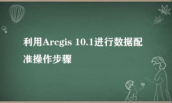 利用Arcgis 10.1进行数据配准操作步骤