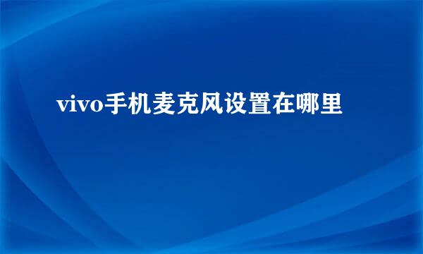 vivo手机麦克风设置在哪里