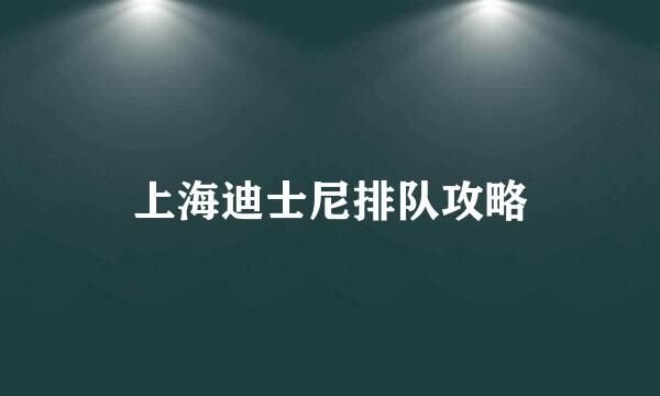 上海迪士尼排队攻略