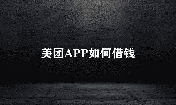美团APP如何借钱