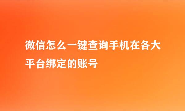 微信怎么一键查询手机在各大平台绑定的账号