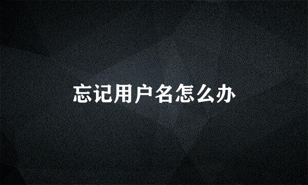 忘记用户名怎么办