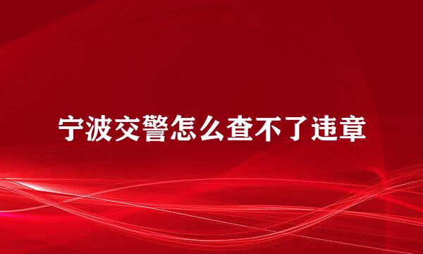 宁波交警怎么查不了违章