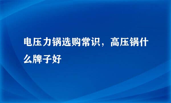 电压力锅选购常识，高压锅什么牌子好