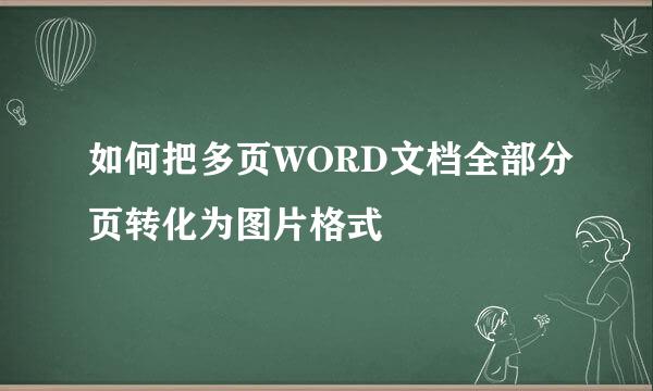 如何把多页WORD文档全部分页转化为图片格式