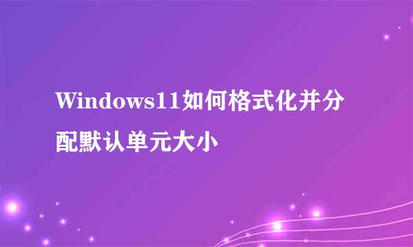 Windows11如何格式化并分配默认单元大小