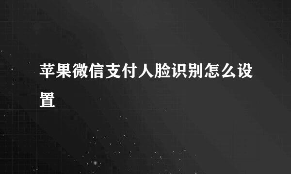 苹果微信支付人脸识别怎么设置