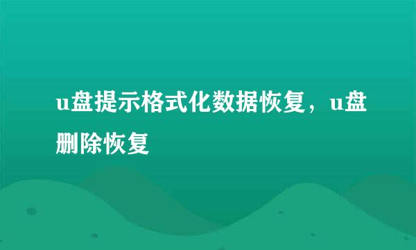 u盘提示格式化数据恢复，u盘删除恢复