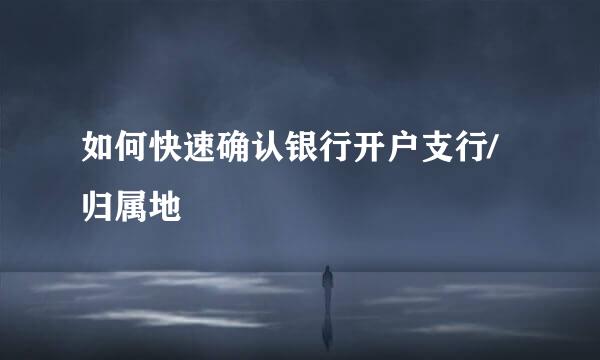 如何快速确认银行开户支行/归属地