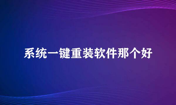 系统一键重装软件那个好