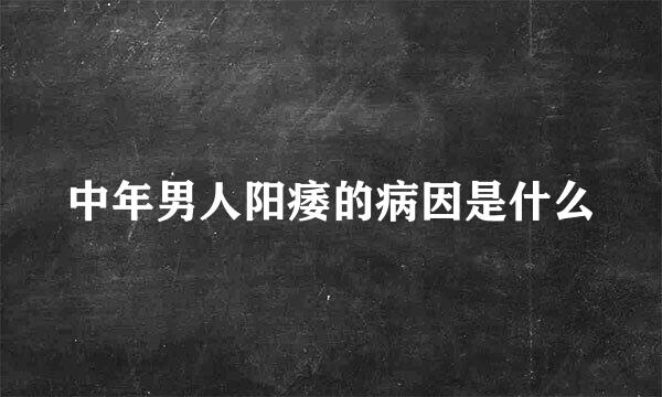 中年男人阳痿的病因是什么