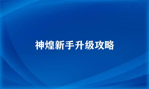 神煌新手升级攻略